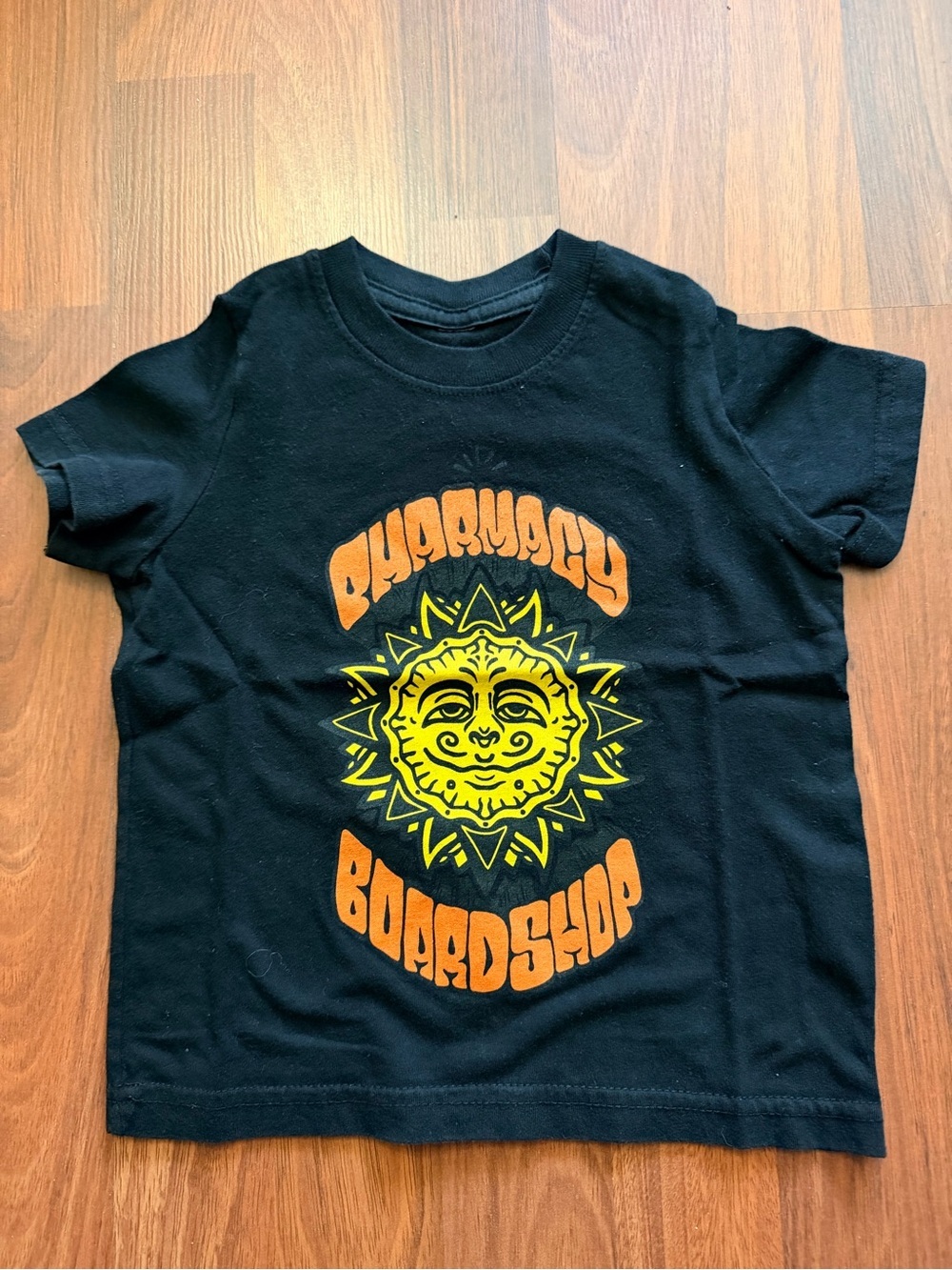 Black Kids Short Sleeve Tee with Yellow Sun Graphic